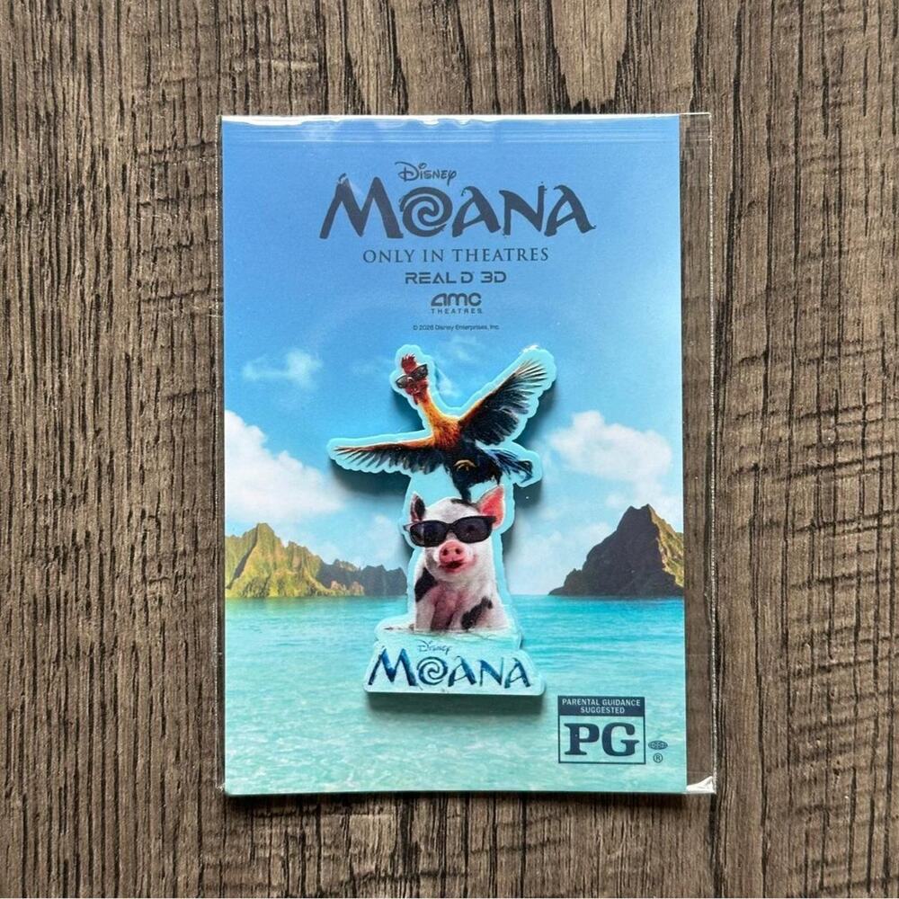 Rare Disney Moana Pua and Heihei Movie Promo Exclusive Button Pin